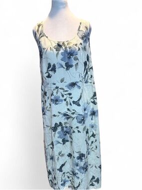 Connected Woman Floral Maxi Sundress Size 18W Blue Sage Green Sleeveles